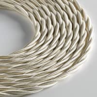 Klartext – Cable textil trenzado Belle Époque para instalación eléctrica vintage- 3 x 1-5 mm- marfil- 3 m